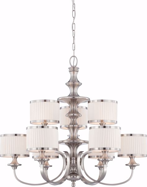 Picture of NUVO Lighting 60/4739 Candice - 9 Light Chandelier with Pleated White Shades