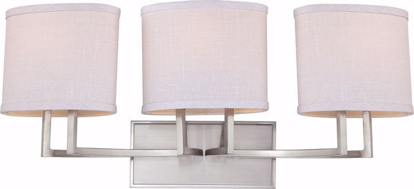 Picture of NUVO Lighting 60/4753 Gemini - 3 Light Vanity Fixture with Slate Gray Fabric Shades