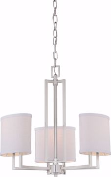 Picture of NUVO Lighting 60/4757 Gemini - 3 Light Chandelier with Slate Gray Fabric Shades