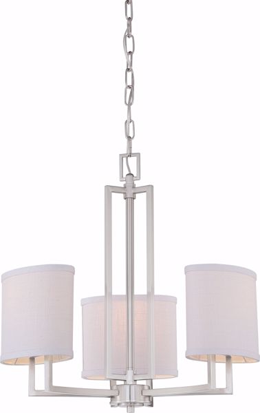 Picture of NUVO Lighting 60/4757 Gemini - 3 Light Chandelier with Slate Gray Fabric Shades