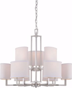 Picture of NUVO Lighting 60/4759 Gemini - 9 Light Chandelier with Slate Gray Fabric Shades