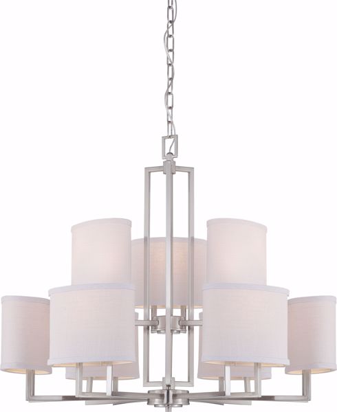 Picture of NUVO Lighting 60/4759 Gemini - 9 Light Chandelier with Slate Gray Fabric Shades