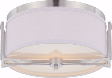 Picture of NUVO Lighting 60/4761 Gemini - 2 Light Flush Dome Fixture with Slate Gray Fabric Shade