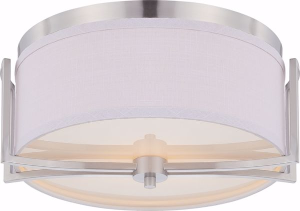 Picture of NUVO Lighting 60/4761 Gemini - 2 Light Flush Dome Fixture with Slate Gray Fabric Shade