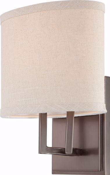 Picture of NUVO Lighting 60/4851 Gemini - 1 Light Vanity Fixture with Khaki Fabric Shade