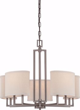 Picture of NUVO Lighting 60/4855 Gemini - 5 Light Chandelier with Khaki Fabric Shades
