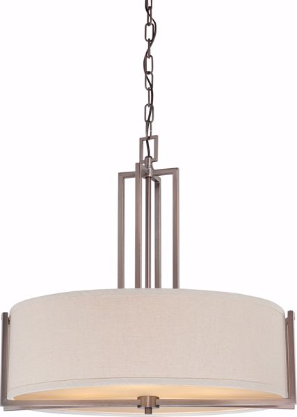 Picture of NUVO Lighting 60/4856 Gemini - 4 Light Pendant with Khaki Fabric Shade