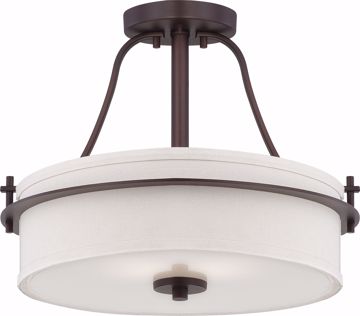 Picture of NUVO Lighting 60/5007 Loren - 2 Light Semi Flush with White Linen Shade