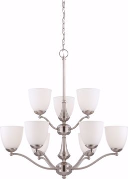 Picture of NUVO Lighting 60/5039 Patton - 9 Light - 2 Tier Chandelier with Frosted Glass