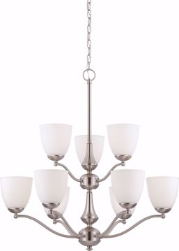Picture of NUVO Lighting 60/5039 Patton - 9 Light - 2 Tier Chandelier with Frosted Glass
