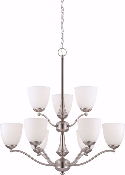 Picture of NUVO Lighting 60/5039 Patton - 9 Light - 2 Tier Chandelier with Frosted Glass