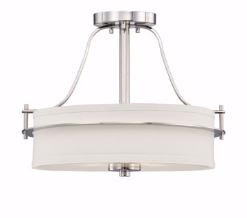 Picture of NUVO Lighting 60/5107 Loren - 2 Light Semi Flush with White Linen Shade