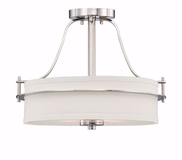 Picture of NUVO Lighting 60/5107 Loren - 2 Light Semi Flush with White Linen Shade