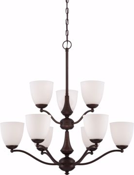 Picture of NUVO Lighting 60/5139 Patton - 9 Light - 2 Tier Chandelier with Frosted Glass