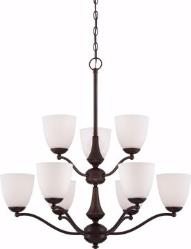 Picture of NUVO Lighting 60/5139 Patton - 9 Light - 2 Tier Chandelier with Frosted Glass