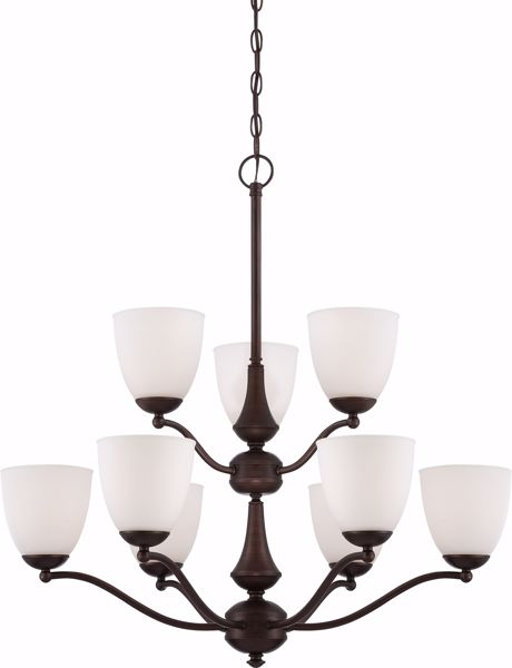 Picture of NUVO Lighting 60/5139 Patton - 9 Light - 2 Tier Chandelier with Frosted Glass