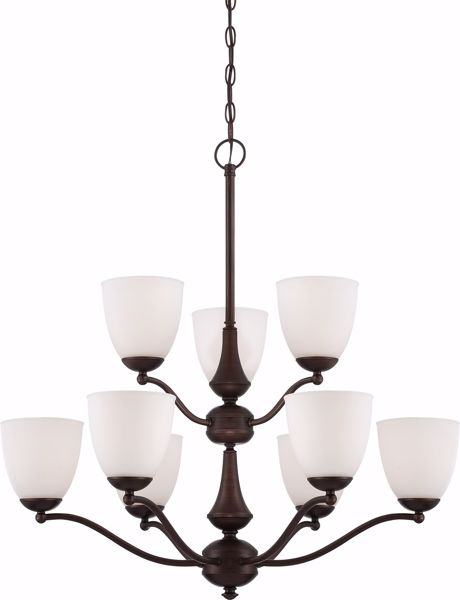 Picture of NUVO Lighting 60/5139 Patton - 9 Light - 2 Tier Chandelier with Frosted Glass