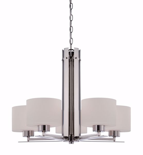 Picture of NUVO Lighting 60/5205 Parallel - 5 Light Chandelier with Etched Opal Glass