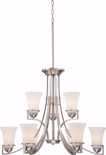 Picture of NUVO Lighting 60/5489 Neval - 9 Light - 2 Tier Chandelier with Satin White Glass