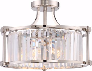 Picture of NUVO Lighting 60/5763 Krys - 3 Light Crystal Semi Flush Fixture with 60w Vintage Lamps Included; Polished Nickel Finish