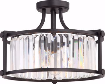 Picture of NUVO Lighting 60/5773 Krys - 3 Light Crystal Semi Flush Fixture with 60w Vintage Lamps Included; Aged Bronze Finish
