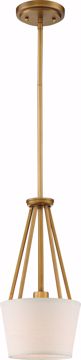 Picture of NUVO Lighting 60/5843 1 Light - Seneca Mini Pendant - Natural Brass Finish - Almond Mesh Fabric Shade