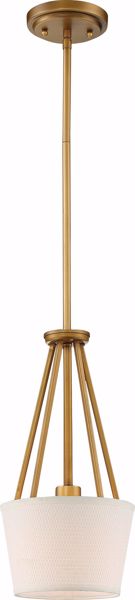Picture of NUVO Lighting 60/5843 1 Light - Seneca Mini Pendant - Natural Brass Finish - Almond Mesh Fabric Shade