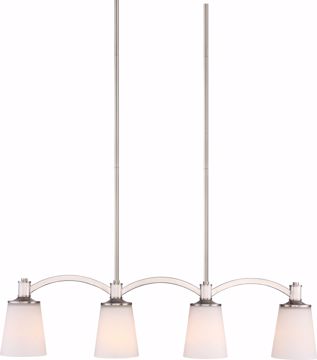 Picture of NUVO Lighting 60/5875 Laguna 4 Light Island Pendant - Brushed Nickel with White Glass
