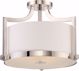 Picture of NUVO Lighting 60/5883 Meadow - 3 Light Semi Flush Fixture with White Fabric Shade; Polished Nickel Finish