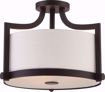 Picture of NUVO Lighting 60/5888 Meadow - 3 Light Semi Flush Fixture with White Fabric Shade; Russet Bronze Finish