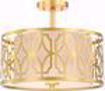 Picture of NUVO Lighting 60/5937 Filigree - 2 Light Semi Flush Mount - Natural Brass Finish - Beige Linen Fabric Shade