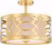 Picture of NUVO Lighting 60/5967 Filigree - 2 Light Semi Flush Mount - Natural Brass Finish - Beige Linen Fabric Shade